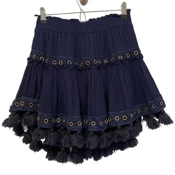 MISA Los Angeles Marcella Navy Tassel Skirt - Picture 3 of 7